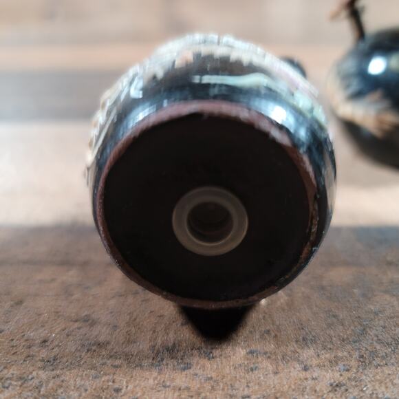 Vintage Dragon Moriage Salt & Pepper Set Tea Kettle Tea Pot Black Glaze Red Clay - Picture 7 of 13